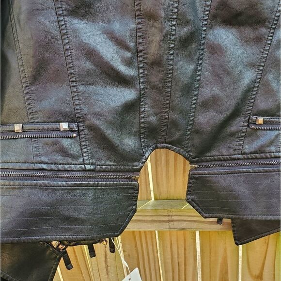 Black Faux Leather Moto Jacket - Picture 13 of 16